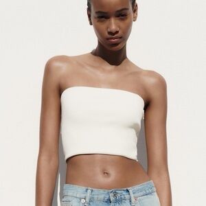 Zara White Strapless Tube Top